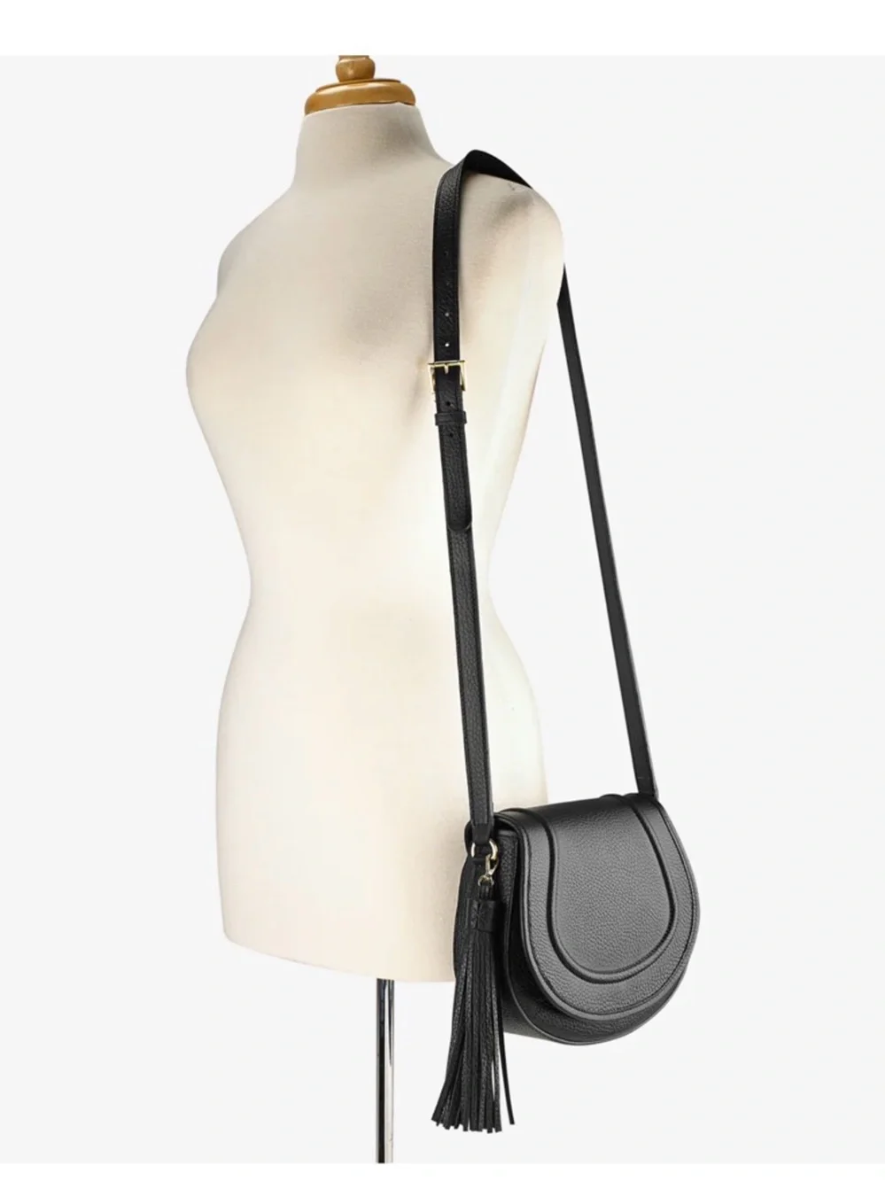 Gigi New York Cross Grain Leather Black Saddle Bag